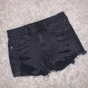 American Eagle Black Ripped Shorts
